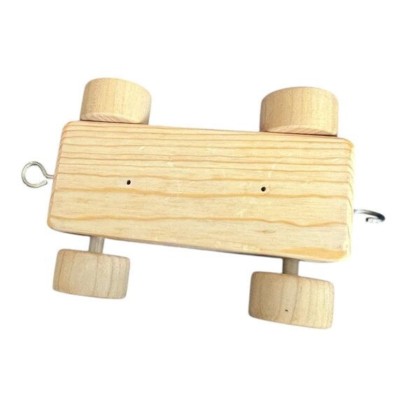 Vtg Wooden Train Set 4 Cars Rolling Locomotive Caboose Side Cars 32" Handmade - Picture 13 of 16